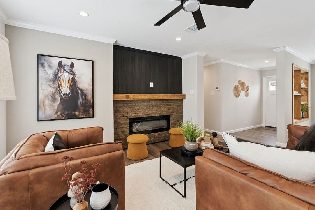 Blue sky interior home features