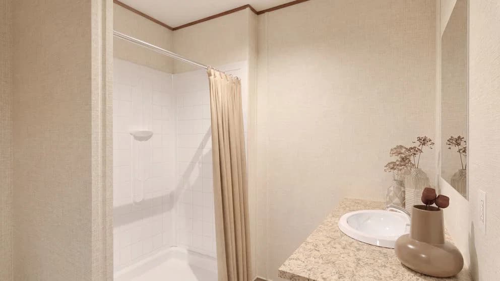 Redwood bathroom home features