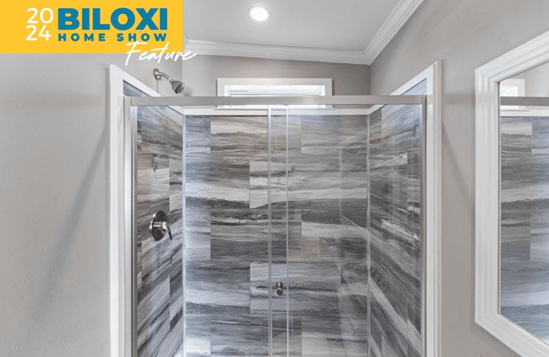 Wedge tiny home bathroom home features