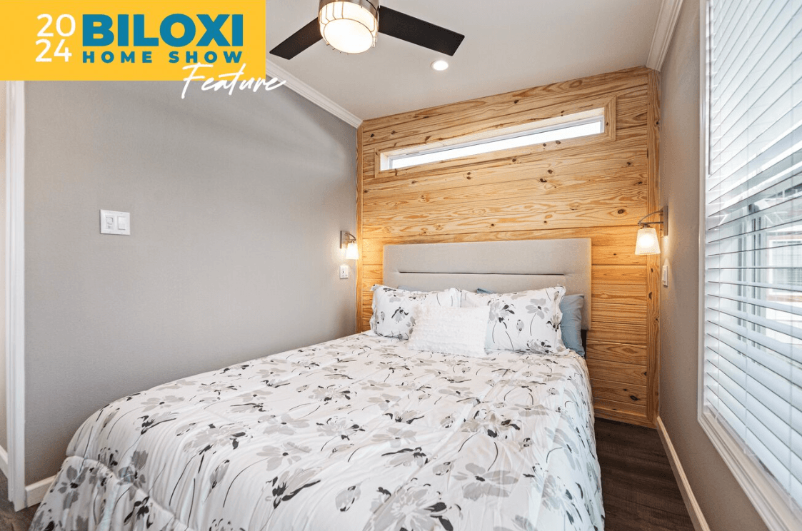 Wedge tiny home bedroom home features