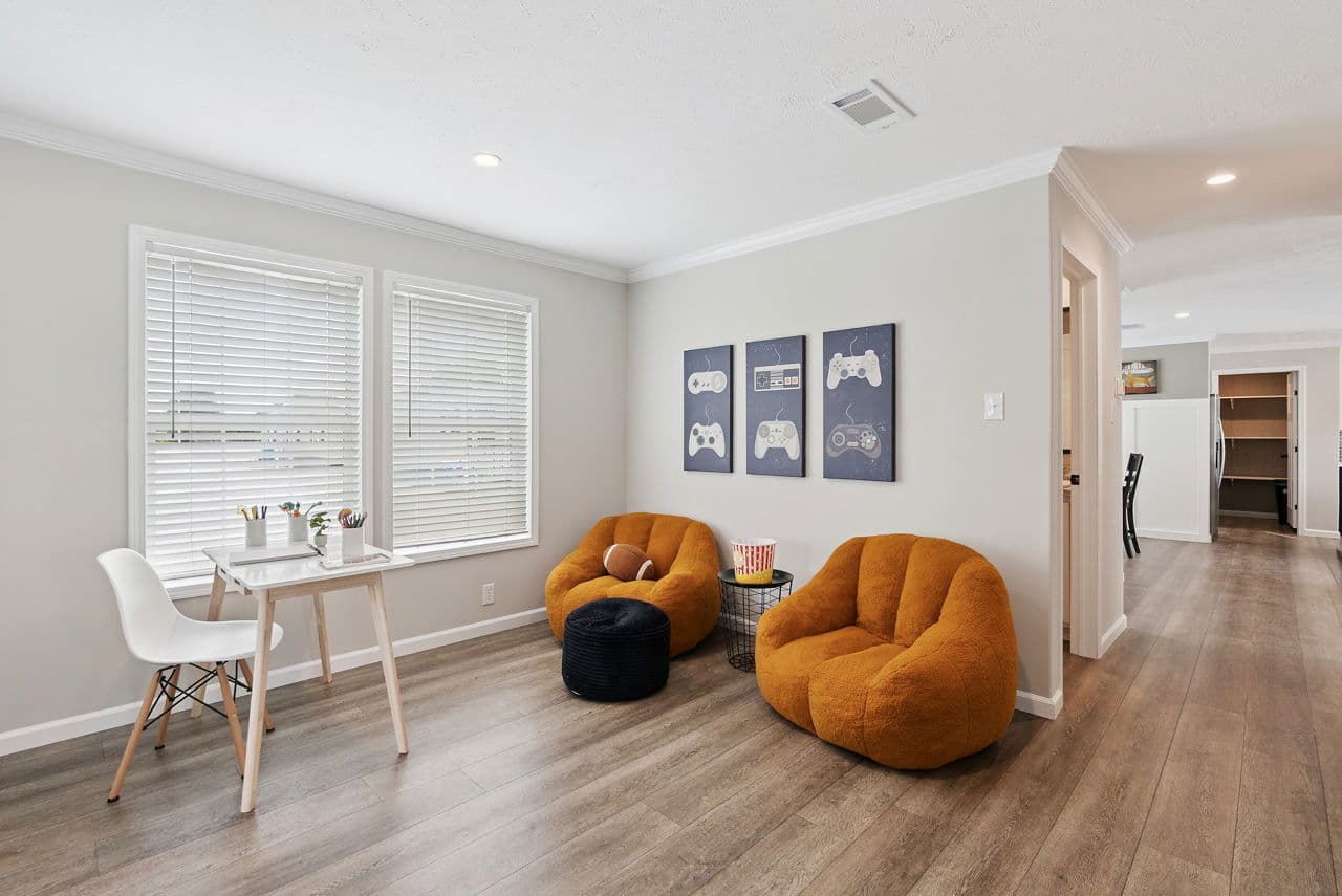 Blue sky interior home features