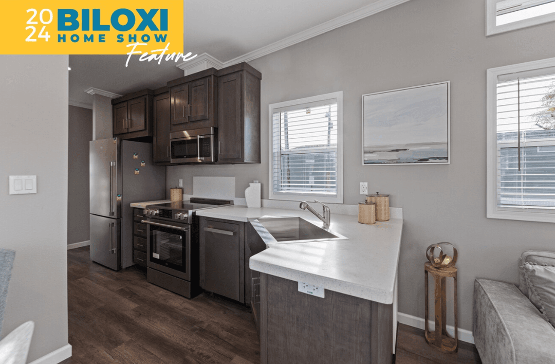 Wedge tiny home kitchen home features