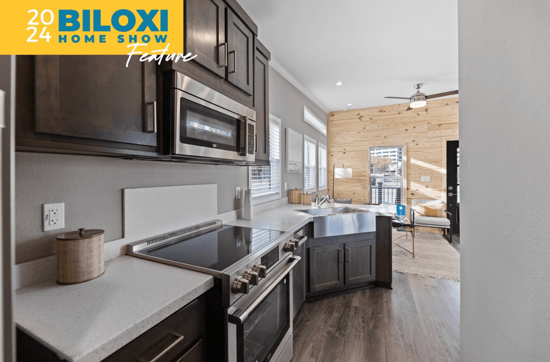 Wedge tiny home kitchen home features