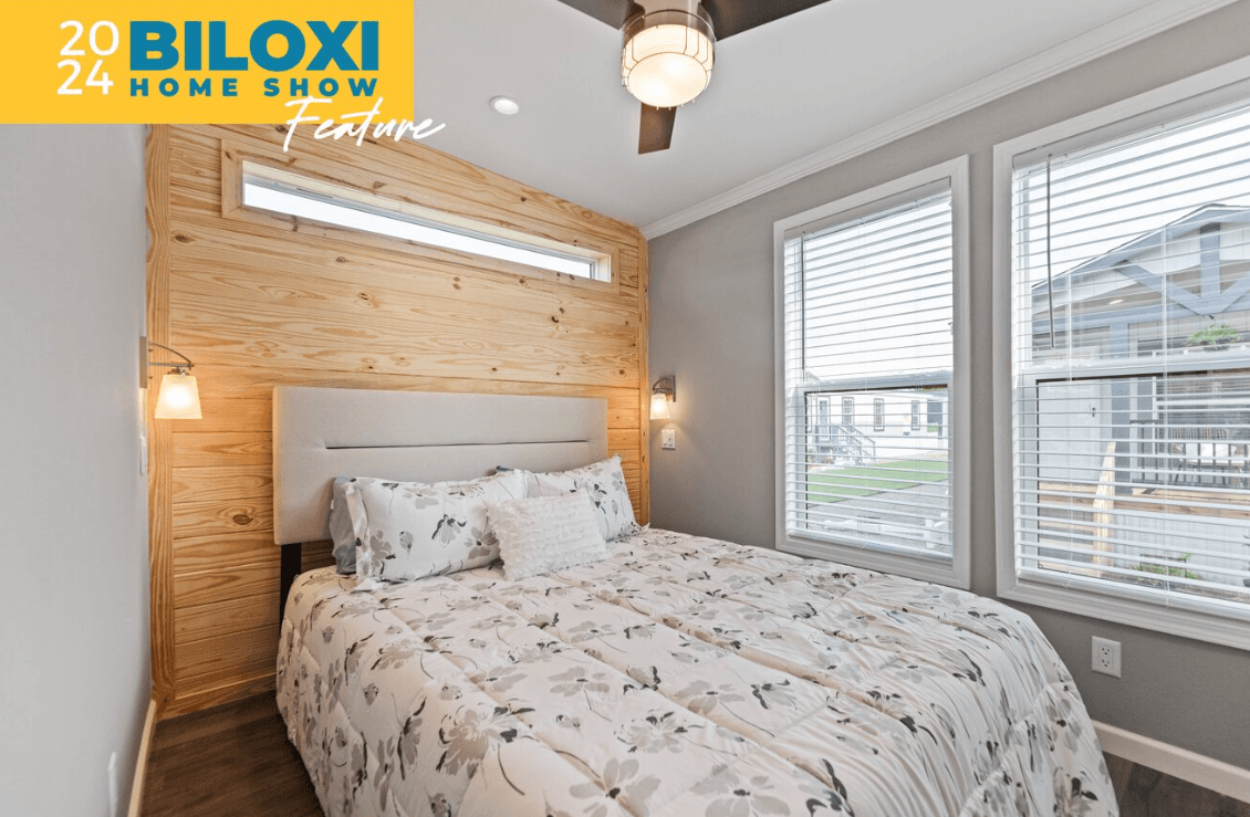Wedge tiny home bedroom home features