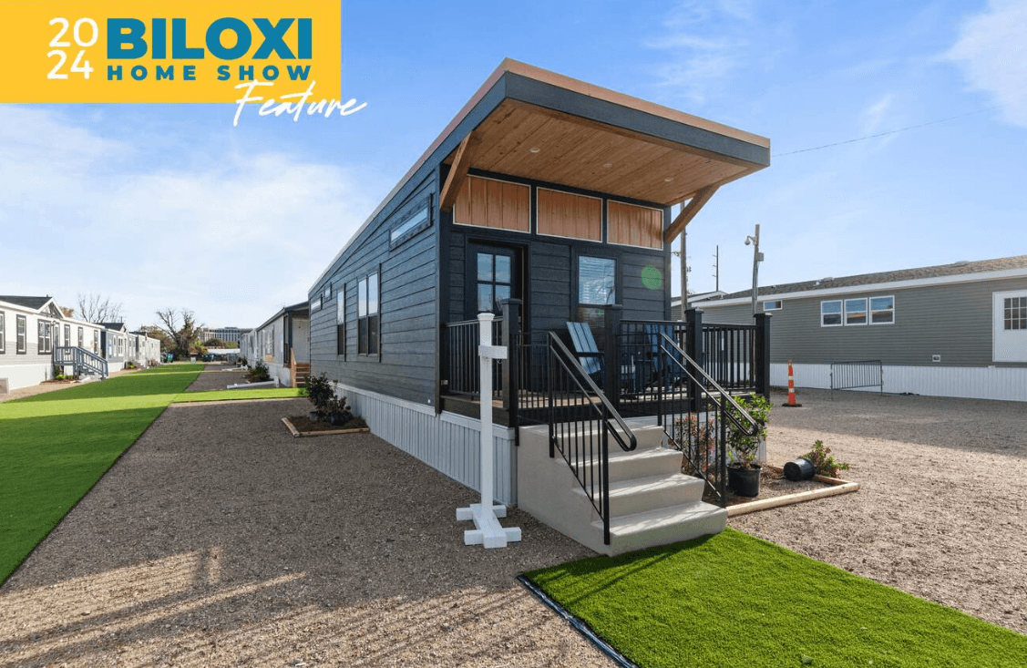 Wedge tiny home exterior and hero home features